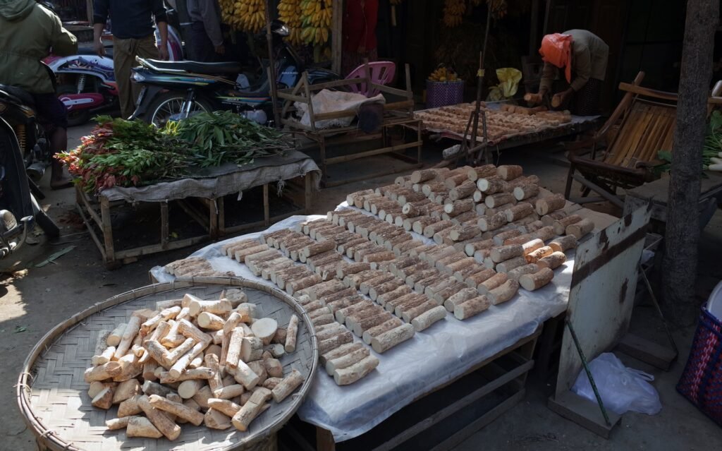 Rolls of thanaka on a table