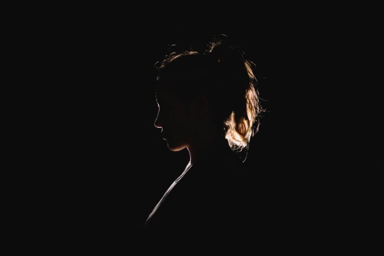 Silhouette of a woman's side profile
