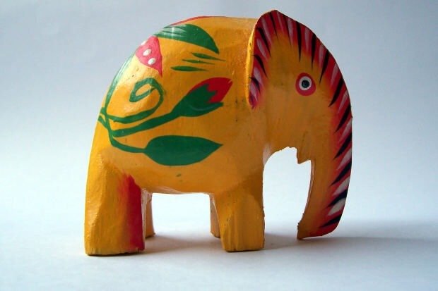 a colorful sculpture of an elephant