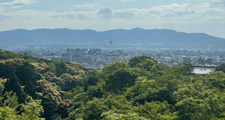 scenic picture of downtown city in Kyoto, Japan.